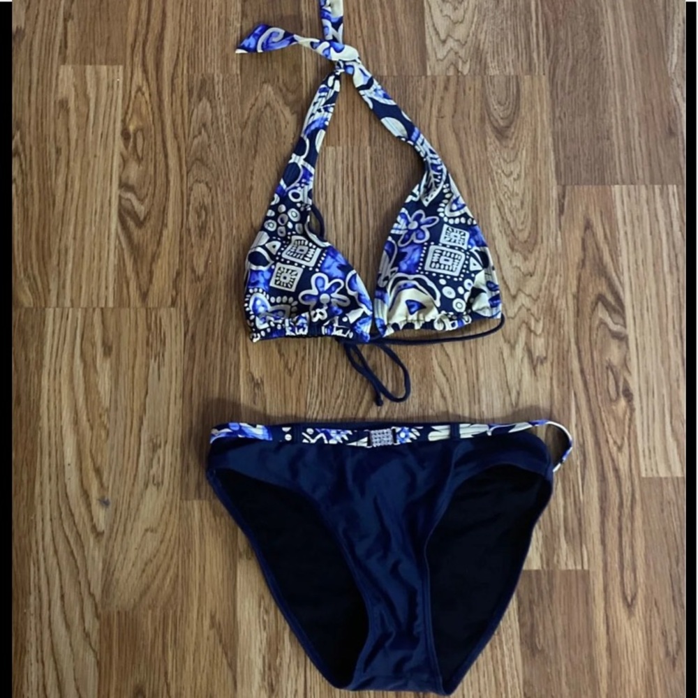 Womens Multicolor Floral Halter Bikini Size 7